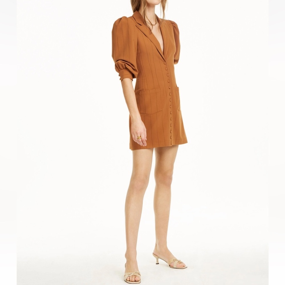 NWOT Danielle Bernstein Women's Pinstripe Tuxedo Mini Dress HG Pinstrp